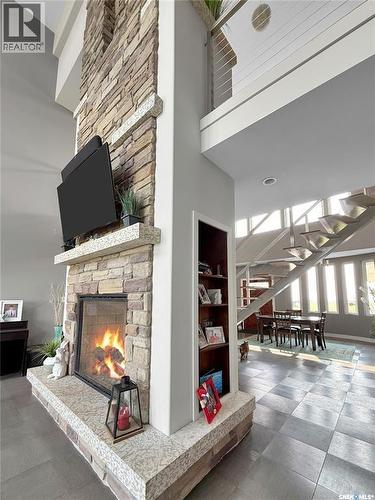Prairie View Acreage, Brock Rm No. 64, SK - Indoor With Fireplace