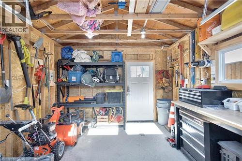 Garage featuring a workshop area - 37 Chatham Street, Hamilton, ON - Indoor Photo Showing Basement