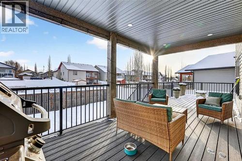 Covered Back Deck - 24 Napoleon Meadows Way, Innisfail, AB - Outdoor With Deck Patio Veranda With Exterior