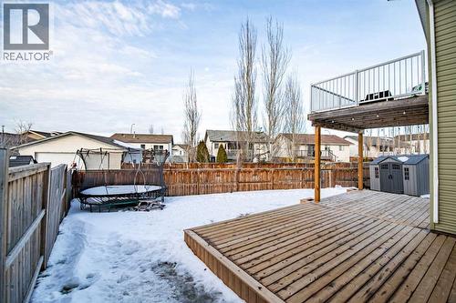 Deck and Backyard - 53 Portway Close, Blackfalds, AB - Outdoor With Deck Patio Veranda With Exterior