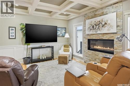 327 Hastings Lane, Saskatoon, SK - Indoor Photo Showing Living Room With Fireplace