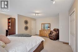 Bedroom featuring light colored carpet and a closet - 