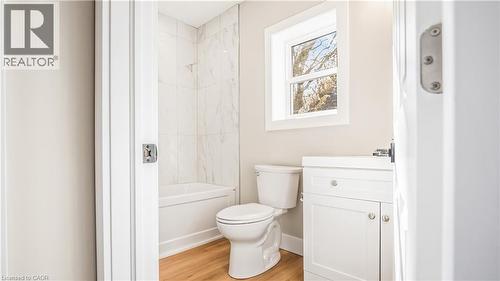 Bathroom with vanity, light wood finished floors, and shower / bath combination - 491 Upper Wentworth Street, Hamilton, ON - Indoor Photo Showing Bathroom