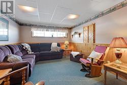 Lower level family room with wood accents - 