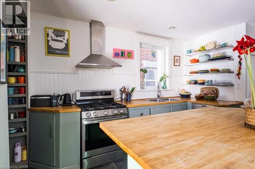 44 Cline Avenue N, Hamilton, ON - Indoor Photo Showing Kitchen With Double Sink
