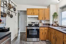 Stainless steel appliances in kitchen - 