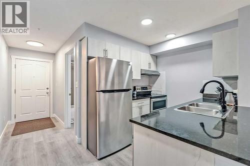 117, 7130 80 Avenue Ne, Calgary, AB - Indoor Photo Showing Kitchen With Stainless Steel Kitchen With Double Sink