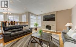 Family room with wood fireplace - 