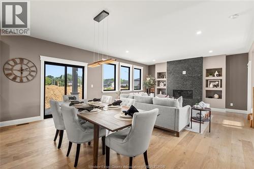 112 Bloomington, Chatham, ON - Indoor Photo Showing Dining Room With Fireplace