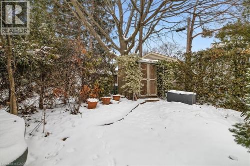 Snowy yard with a storage unit - 359 Pepper Drive, Burlington, ON - Outdoor