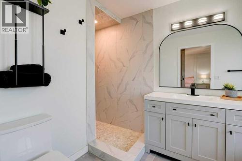 Custom built in shower - 15 Chaparral Crescent Se, Calgary, AB - Indoor Photo Showing Bathroom