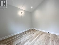 Spare room with vaulted ceiling and light wood-type flooring - 