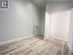 Empty room with light wood-style floors and high vaulted ceiling - 