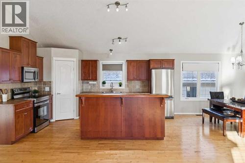 100B Westview Drive, Nanton, AB - Indoor Photo Showing Kitchen With Stainless Steel Kitchen