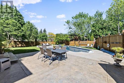 Large sunny private back yard - 2131 Upland Drive, Burlington, ON - Outdoor With In Ground Pool With Backyard