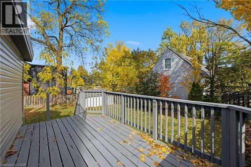 Wooden terrace featuring view of wooded area - 4255 William Street, Beamsville, ON - Outdoor With Deck Patio Veranda