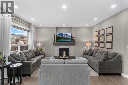 134 Cornerstone Circle Ne, Calgary, AB - Indoor Photo Showing Living Room With Fireplace