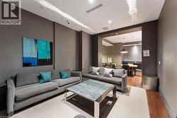 Cinema with wood finished floors and baseboards - 