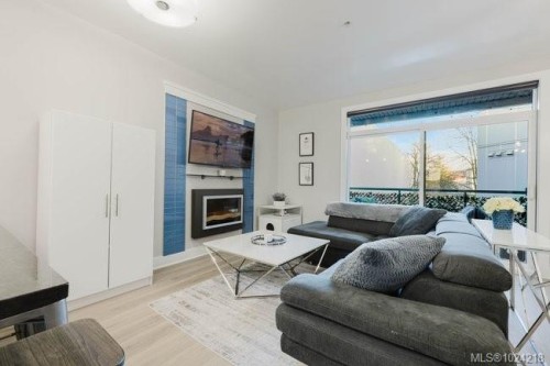 201-606 Speed Ave, Victoria, BC - Indoor Photo Showing Living Room With Fireplace