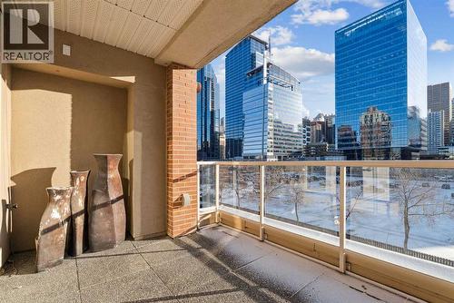 Balcony has city views - 306, 660 Eau Claire Avenue Sw, Calgary, AB - Outdoor With Balcony
