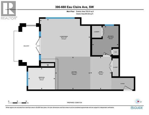 Floorplan - 306, 660 Eau Claire Avenue Sw, Calgary, AB - Other