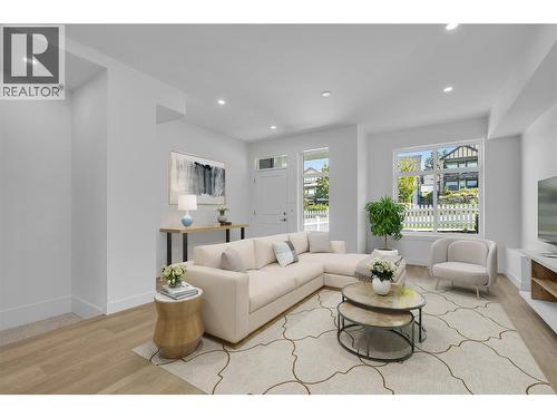 Photos are staged to show possibilities. - 5300 Main Street Unit# 121, Kelowna, BC - Indoor Photo Showing Living Room