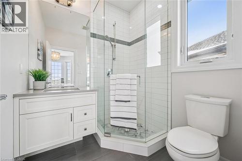 Full bath featuring vanity and a stall shower - 263 Chestnut Ridge, Waterloo, ON - Indoor Photo Showing Bathroom