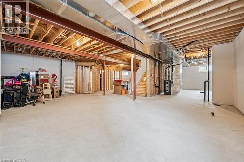 Basement with heating unit and stairway - 263 Chestnut Ridge, Waterloo, ON - Indoor Photo Showing Basement