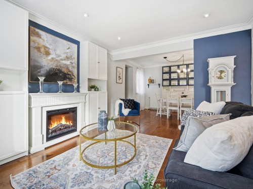 205 Prince Edward Drive S, Toronto, ON - Indoor Photo Showing Living Room With Fireplace