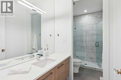 3 PIECE HOUSE BATH. MARBLE SHOWER WITH BODY JETS - 3813 1A Street Sw, Calgary, AB - Indoor Photo Showing Bathroom