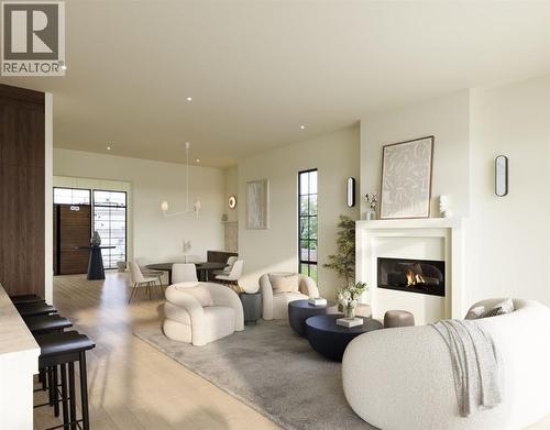 All renderings are for illustrative purposes only and may be subject to change at the builder’s discretion or due to material availability - 2034 49 Avenue Sw, Calgary, AB - Indoor Photo Showing Living Room With Fireplace