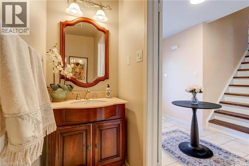 Bathroom with vanity and light tile patterned floors - 15 Claudette Gate, Hamilton, ON - Indoor Photo Showing Bathroom