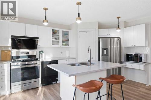 393 Tuscany Valley View Nw, Calgary, AB - Indoor Photo Showing Kitchen With Double Sink With Upgraded Kitchen