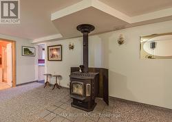 Wood fireplace on lower level - 