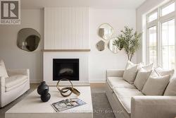 Electric Fireplace, Oak Mantel with Shiplap - 