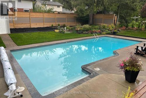 Beautifully landscaped yard and refurbished pool - 1601 Rocklands Road, Peterborough (Monaghan Ward 2), ON - Outdoor With In Ground Pool With Backyard