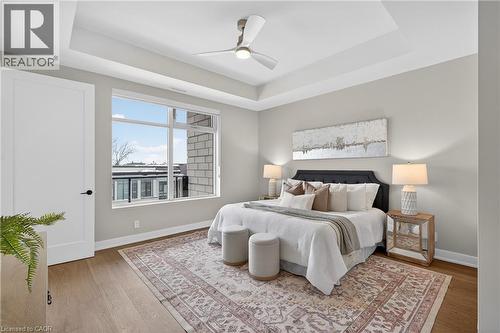 Roller shades and sun blockers - 123 Maurice Drive Unit# 401, Oakville, ON - Indoor Photo Showing Bedroom