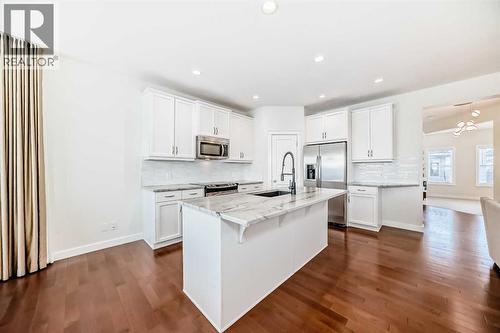 105 Elgin Meadows Circle Se, Calgary, AB - Indoor Photo Showing Kitchen With Upgraded Kitchen