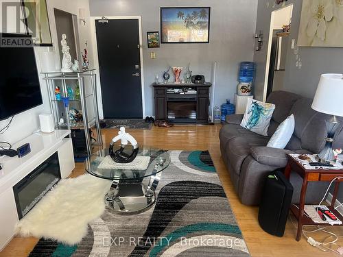 208 - 1660 Bloor Street, Mississauga, ON - Indoor Photo Showing Living Room With Fireplace