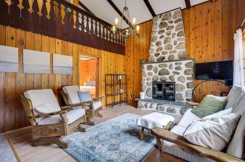 Salon - 267 Ch. Des Bois-Blancs, Piedmont, QC - Indoor With Fireplace