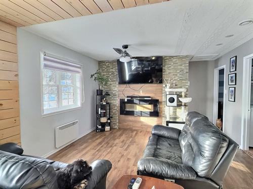 Living room - 4 Rue Rivest O., Laverlochère-Angliers, QC - Indoor Photo Showing Living Room With Fireplace