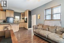 Living room featuring plenty of natural light and dark wood-type flooring - 