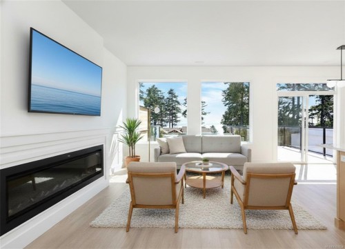 B-1369 Galerno Rd, Campbell River, BC - Indoor Photo Showing Living Room With Fireplace