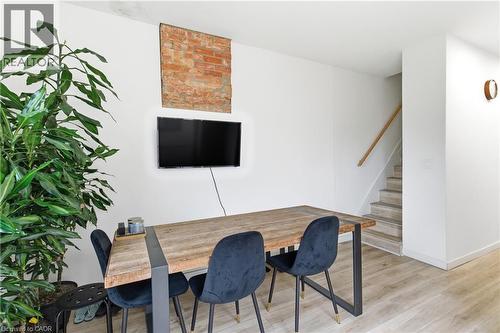 Office space with light wood-type flooring and baseboards - 40 Fullerton Avenue, Hamilton, ON - Indoor Photo Showing Dining Room