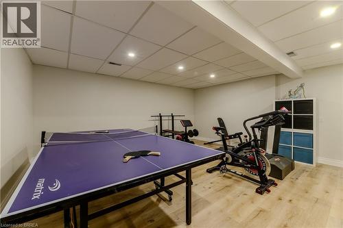 Playroom featuring recessed lighting, light wood-style flooring, and a paneled ceiling - 5 Newport Lane, Port Dover, ON - Indoor Photo Showing Other Room