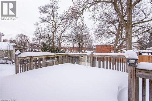 View of snow covered deck - 120 Fourth Avenue, Kitchener, ON - Outdoor With Deck Patio Veranda