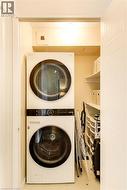 Washroom with stacked washer / drying machine - 