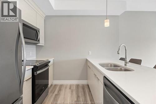 728 Brownstone Drive Unit# 201, Tecumseh, ON - Indoor Photo Showing Kitchen With Stainless Steel Kitchen With Double Sink With Upgraded Kitchen