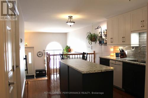 Kitchen overlooking Living room - 1791 Cumberland Street, Cornwall, ON - Indoor Photo Showing Kitchen