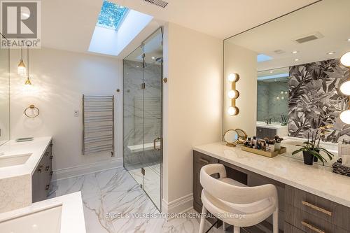 Custom built-in make-up vanity - 1 Bryce Avenue, Toronto, ON - Indoor Photo Showing Bathroom